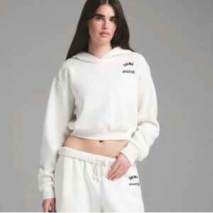 SKIMS ATHLETICS COTTON FLEECE SHRUNKEN PULLOVER HOODIE